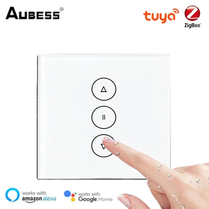 ZigBee RF Smart Touch Curtain Switch Roller Blinds Shutter Tuya Smart App Wireless Control Relay Status Works With A